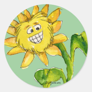 Redonda Sunflower Clipart Pegatina 7