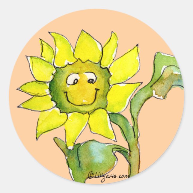 Redonda Sunflower Clipart Pegatina 8 (Anverso)