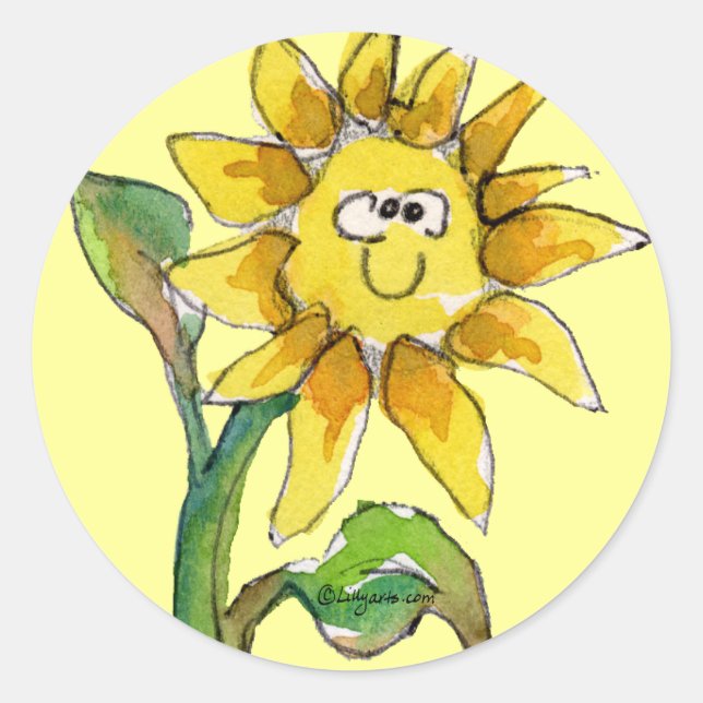 Redonda Sunflower Clipart Pegatina 9 (Anverso)
