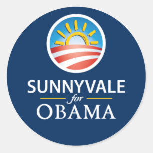 Redonda Sunnyvale para el pegatina redondo de Obama - azul