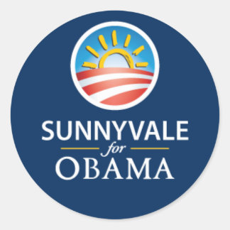 Redonda Sunnyvale para el Pegatina redondo de Obama - Azul