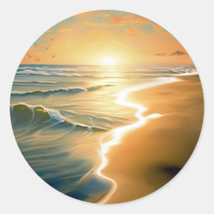 Redonda Sunrise Beach Round Pegatina