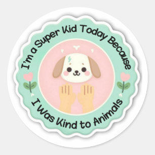 Redonda Super Kid - Amar al Pegatina de Animales