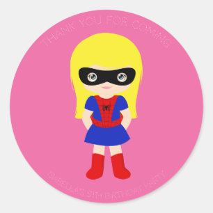 Redonda Superheroína Niñas Pegatina Rosa del partido de cu