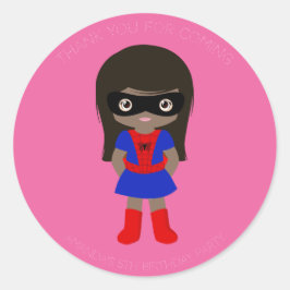 Redonda Superheroína Niñas Pegatina Rosa del partido de cu