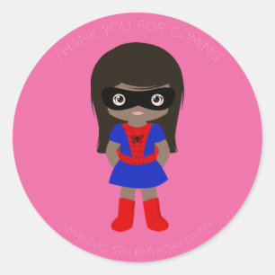 Redonda Superheroína Niñas Pegatina Rosa del partido de cu