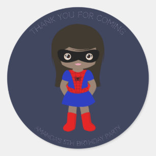 Redonda Superheroína Niños Niñas Pegatina del partido de c