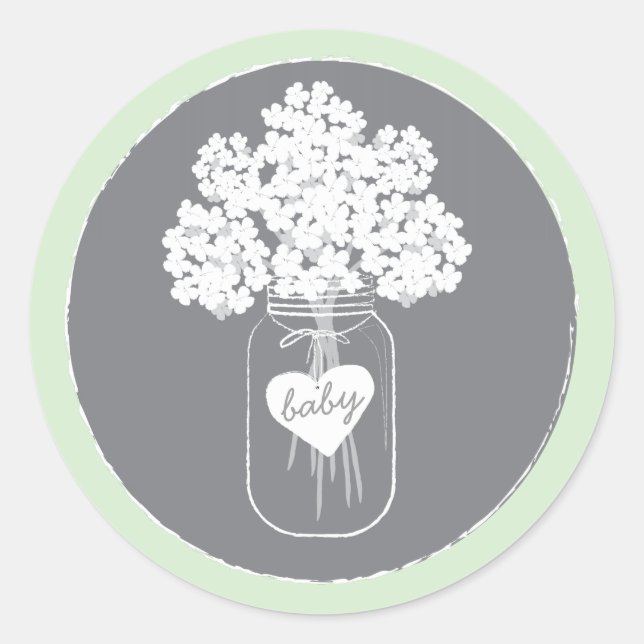 Redonda Sweet Mason Jar Baby Shower Favor Pegatina (Anverso)