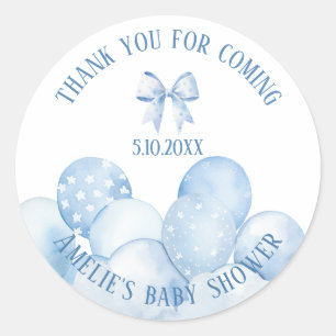 Redonda Sweet Pastel Blue Balloons Gracias Pegatina