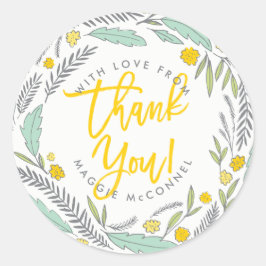 Redonda Sweet Sprigs Género Bebé Neutral Gracias Pegatina