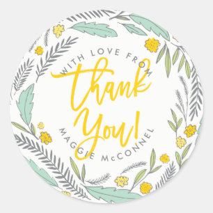 Redonda Sweet Sprigs Género Bebé Neutral Gracias Pegatina