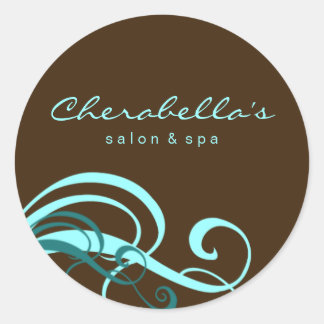 Redonda Swirl Salon spa pegatina marrón azul