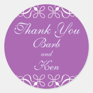 Redonda Swirls in Purple Gracias Pegatina
