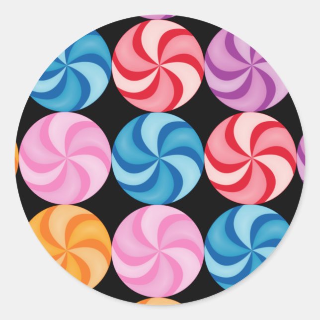 Redonda Swirly Candies Pegatina (Anverso)