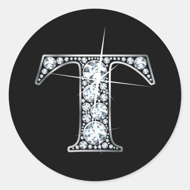 Redonda "T" Diamond Bling Pegatina (Anverso)