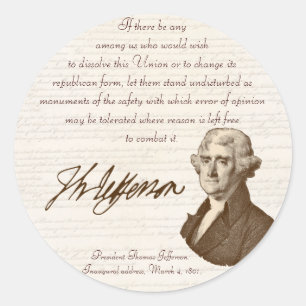 Redonda T. Jefferson: Opinión y razón - pegatina