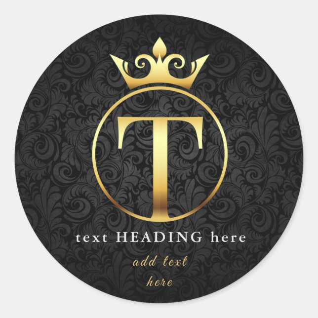 Redonda T - Letra monograma Pegatina redondo (Anverso)