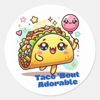 Redonda Taco 'bout Adorable Pegatina, Taco Lovers Pegatina
