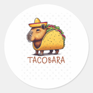 Redonda Tacobara Capybara En Un Pegatina De Disfraces Taco