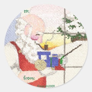 Redonda taller santa pegatina