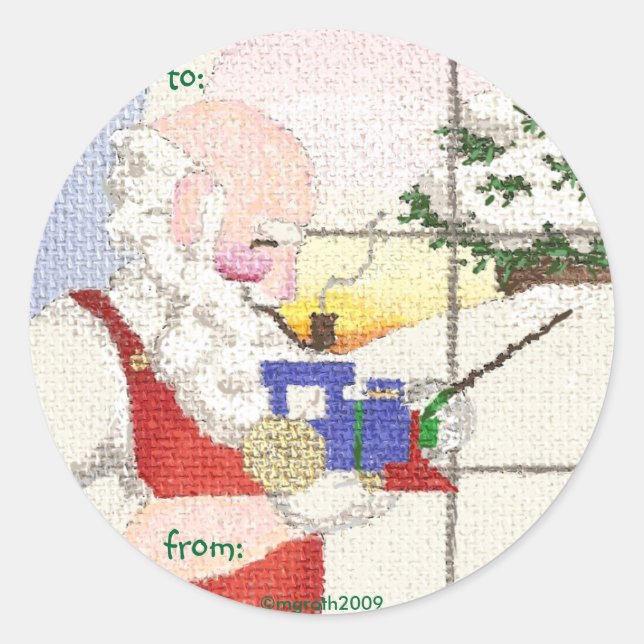 Redonda taller santa pegatina (Anverso)