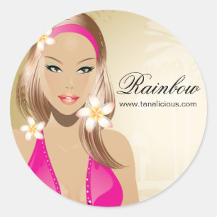 Redonda Tanning Salon Pegatina Mujer Rosa Oro