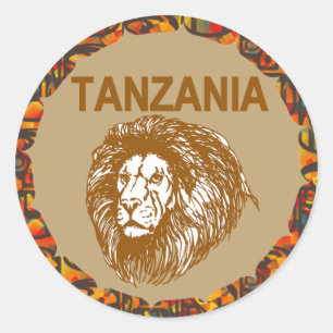 Redonda Tanzania con Pegatina de leones