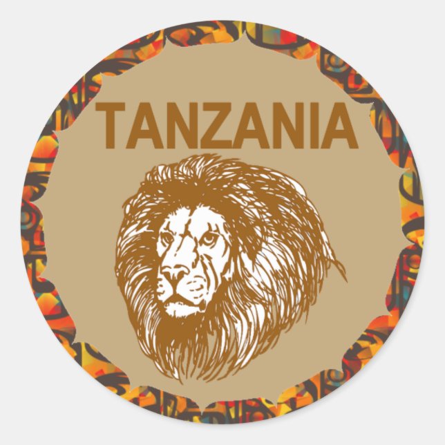 Redonda Tanzania con Pegatina de leones (Anverso)