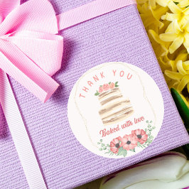 Redonda Tarta de boda pegatina Horneada con amor