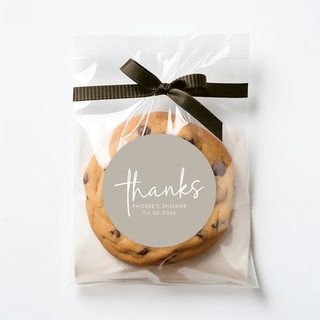 Redonda Taupe Guión mínimo Pegatina de la ducha de novia (Subido por el creador)