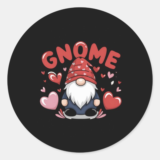 Redonda Te Amo Gnome Qué Pegatina 1 (Anverso)