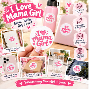 Redonda Te Amo Niña Mama Pegatina Rosa – Mama y Hija Linda