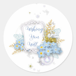 Redonda Te Deseo Bueno... pegatina floral redondo.