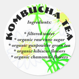 Redonda Té Kombucha - Ingredientes Personalizados Pegatina
