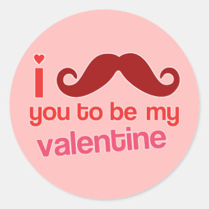 Redonda te mustache de ser mi pegatina de San Valentín