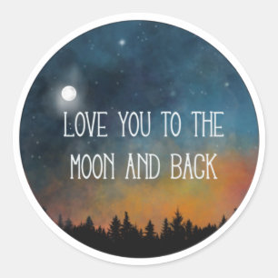 Redonda Te quiero a la luna y a la pegatina de atrás