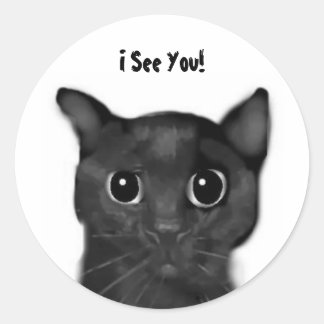 Redonda ¡Te Veo! Jin-Jin Black Cat Pegatina