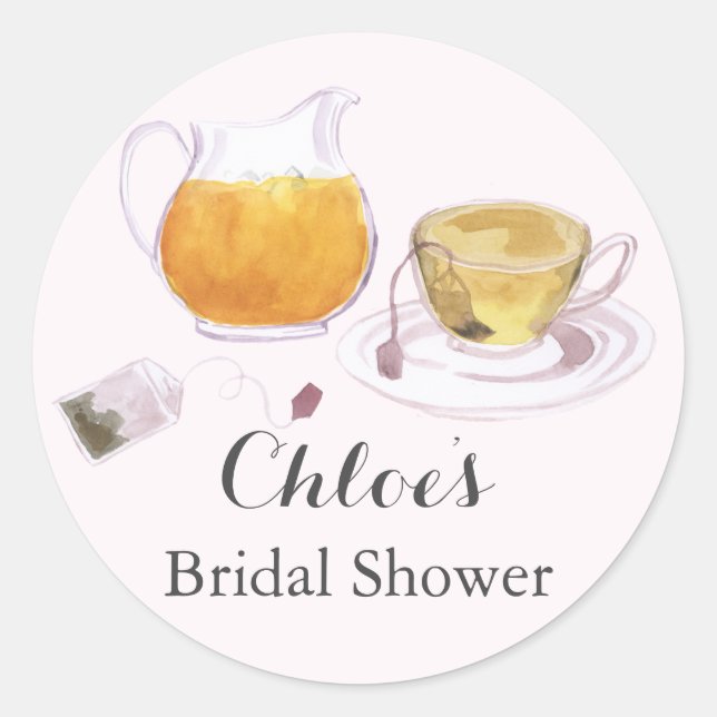 Redonda Teacup Bridal Shower Tea Fiesta Pegatina (Anverso)