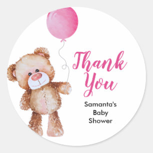 Redonda Teddy Bear Chica Baby Shower Pegatina redondo clás