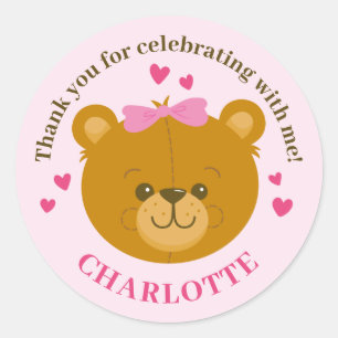 Redonda Teddy Bear Gracias Pegatina Personalizado