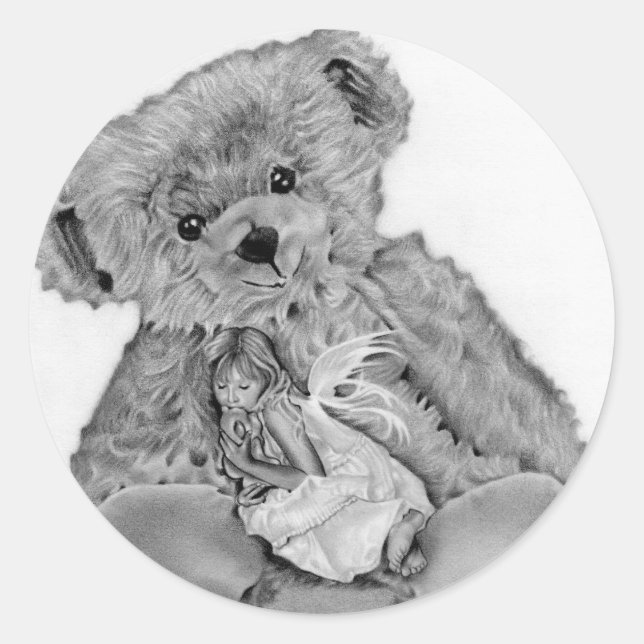 Redonda Teddy Bear Little Fairy Pegatina (Anverso)