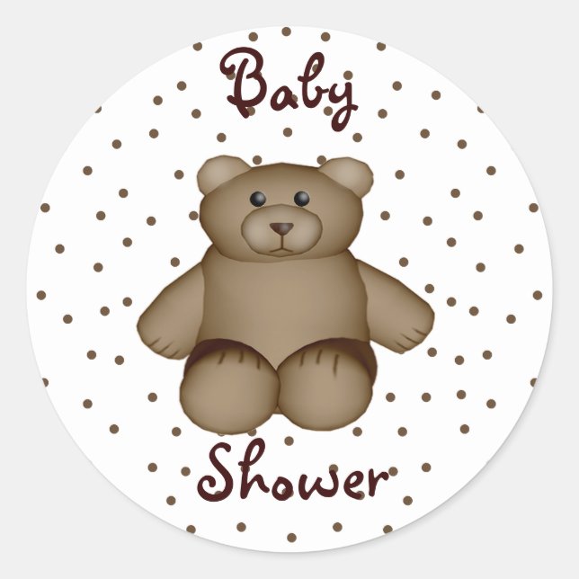 Redonda Teddy Bear Pegatina (Anverso)