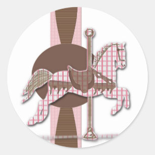 Redonda Telas escocesas del pegatina del caballo del