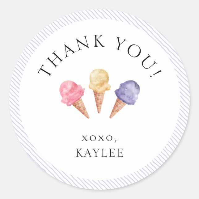Redonda Tema Del Helado Cream Gracias Pegatina Clásico (Anverso)