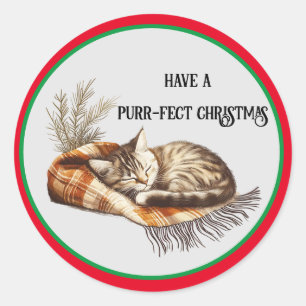 Redonda Tener una pegatina de Navidad para gatos puros