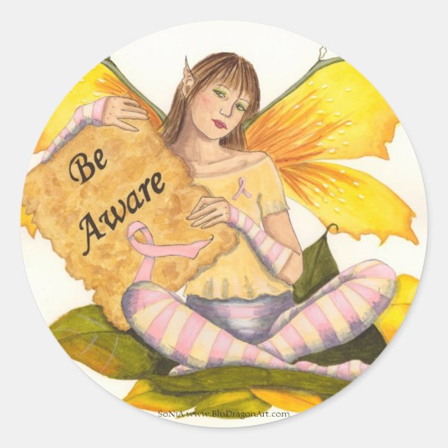 Redonda Tenga cuidado Pegatina (Anverso)