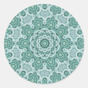 Redonda tentador en pegatina verde azulado