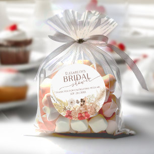 Redonda Terracotta Boho Bridal Shower Pegatina gracias