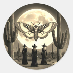 Redonda Testigos del desierto y polilla lunar - Pegatina m