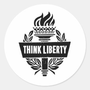 Redonda Think Liberty - Logo de la antorcha - Pegatina bla